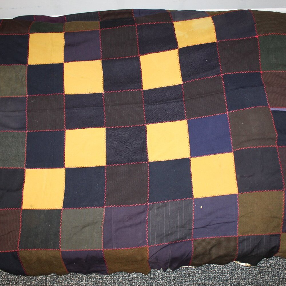 Vtg Handmade Repurposed Fabric Patchwork Quilt Top Unfinished 78"x86"